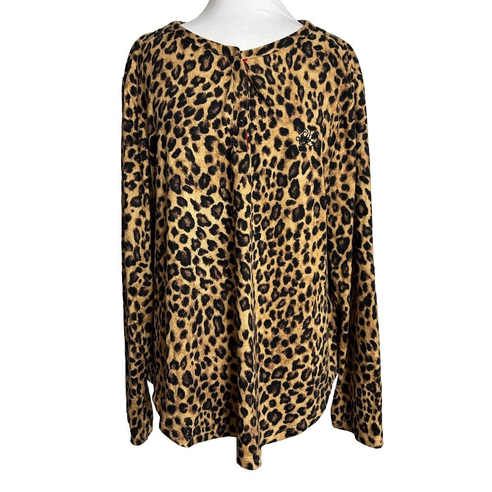 Ralph Lauren LRL Pullover Top Shirt Womens Size XL Cheetah Animal Print Stretch